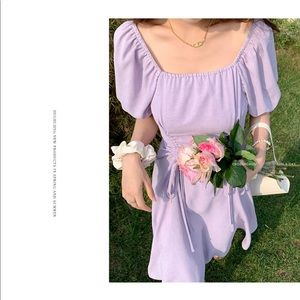 bubble sleeve purple dress is 100% new.